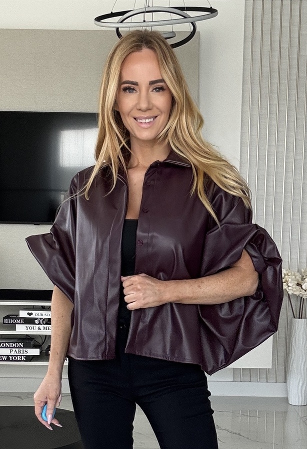 Rare kabát bordó – Rejtett gombos átmeneti kabát – Innova Fashion